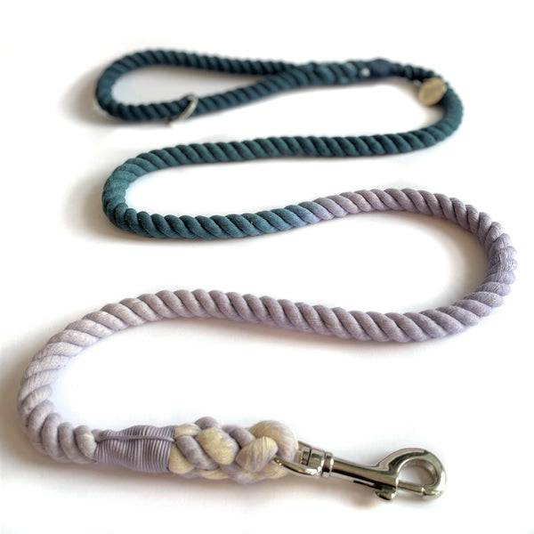 ombre dog rope lead blue purple