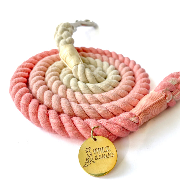 ombre dog rope lead pink